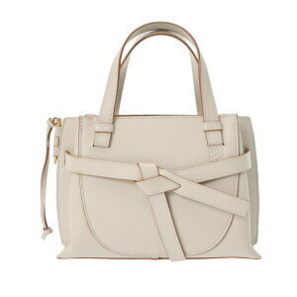 Loewe Gate Top Handle Greige Gray Calfskin Shoulder Bag Handbag